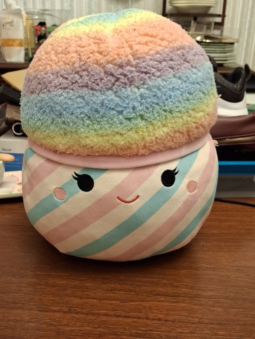 Squishmallows Pastel Rainbow Cupcake Pillow Preloved
